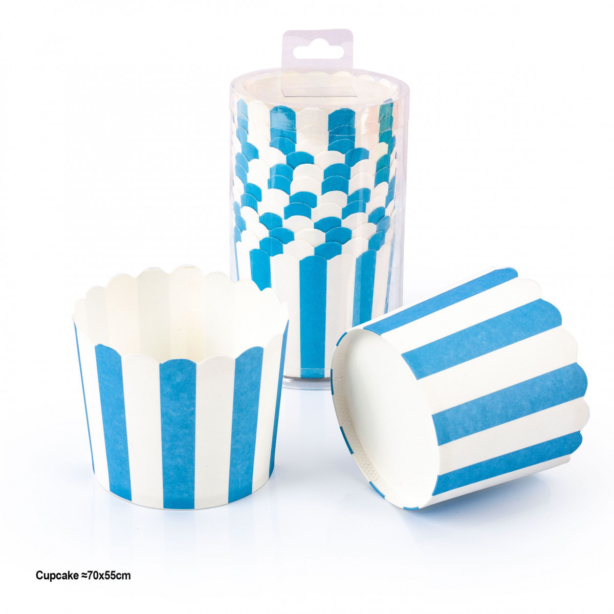 Stampo per cupcake 12pz 70x55mm strisce blu