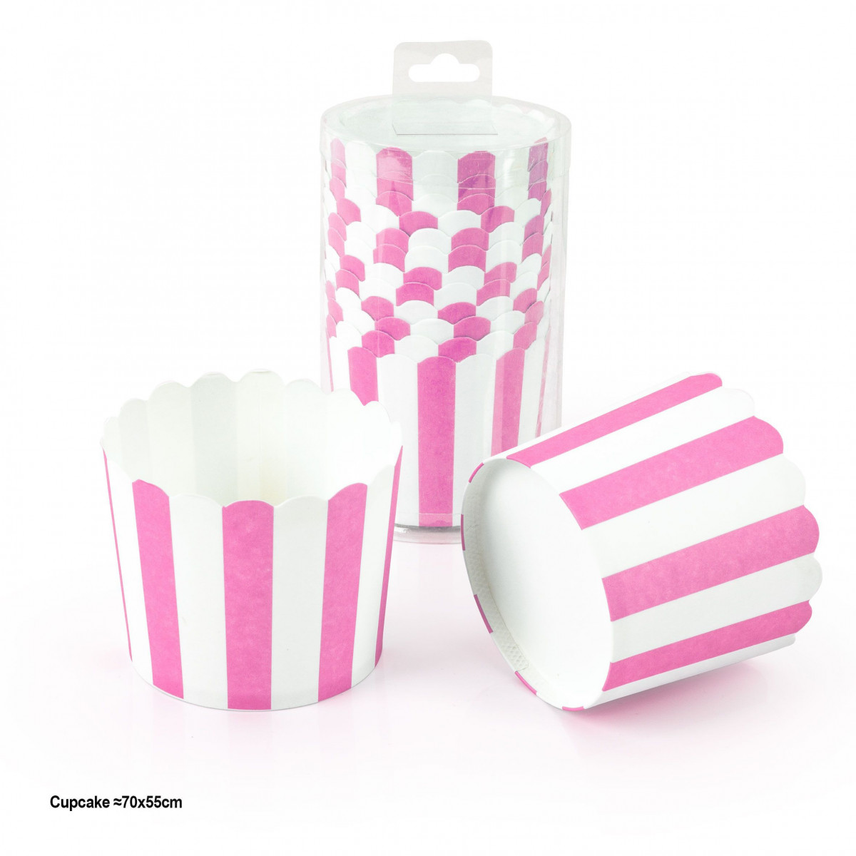 Stampo per cupcake 12pz 70x55mm righe rosa