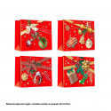 Sacchetto orizzontale regalo natale rosso e oro 42x31x12cm 4ms gr