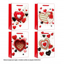 Sacchetto regalo san valentino con cuori rossi e neri 40x30x12cm 4ms gr