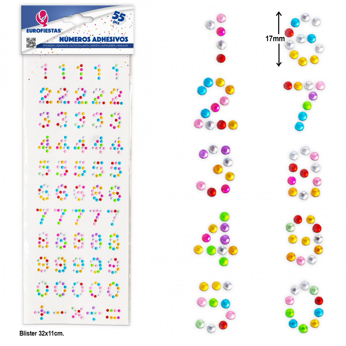 50 numeri adesivi colorati