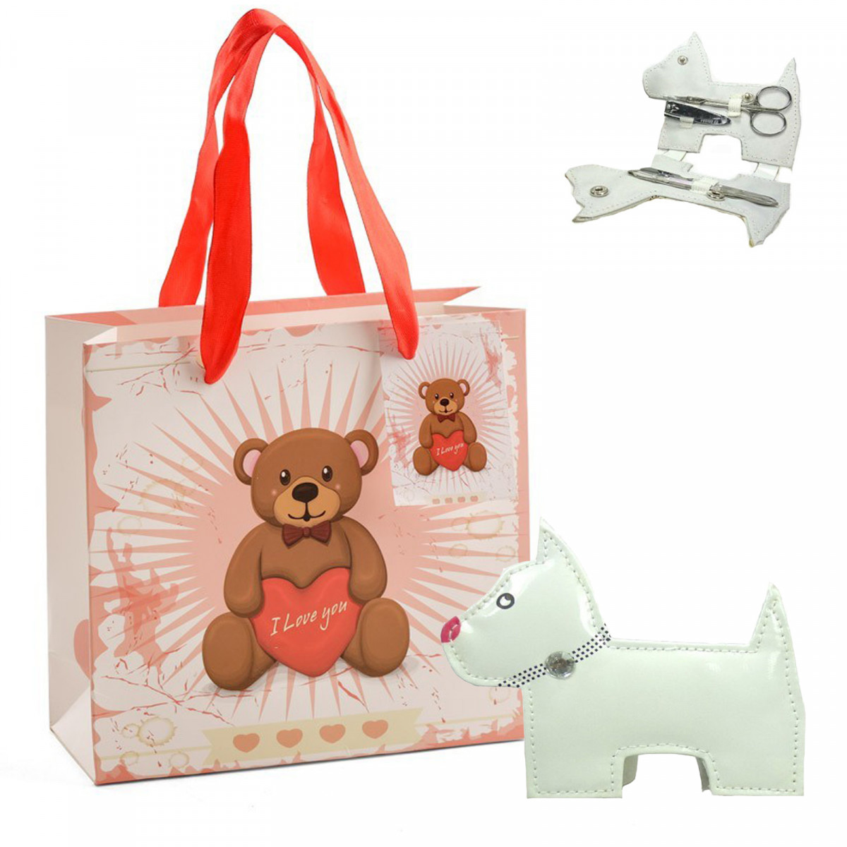 Accessori per manicure in custodia a forma di cane con borsa