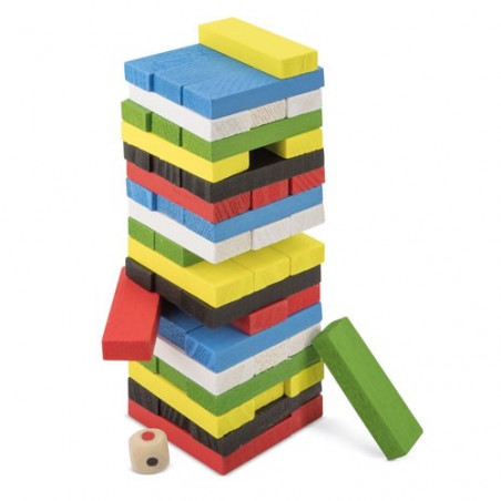 Jenga colorata con borsa e adesivo personalizzato