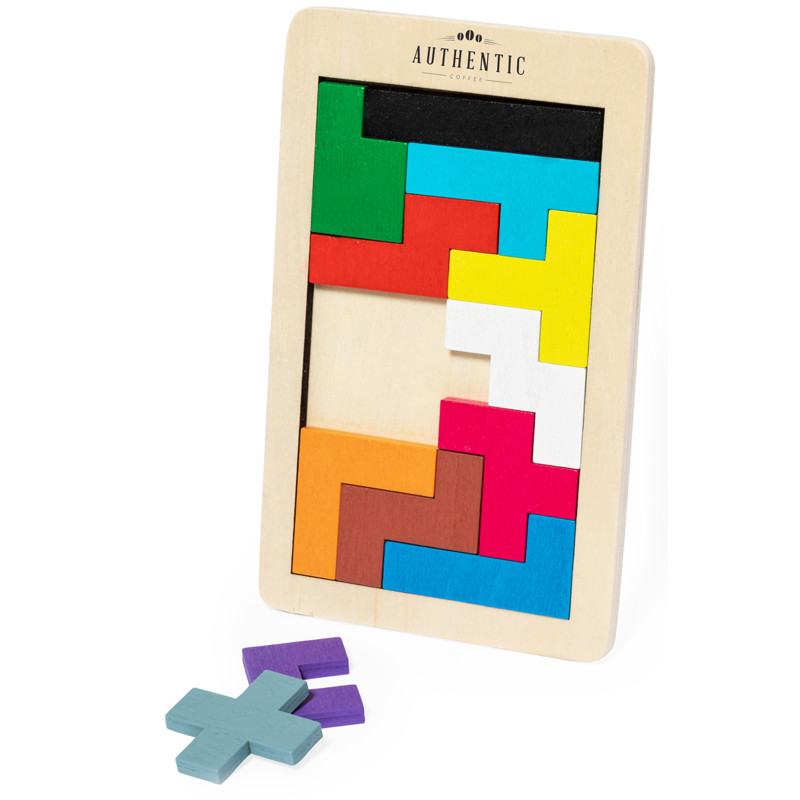 Puzzle Tetris in legno con pezzi colorati