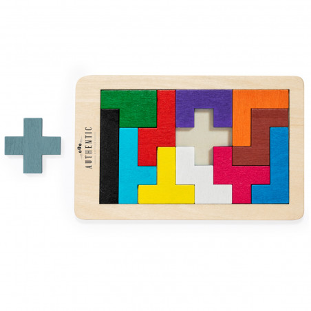 Puzzle Tetris in legno con pezzi colorati