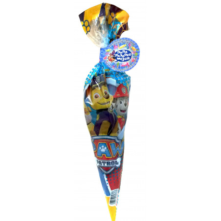 Sacchetto di caramelle e pompero dei paw patrol con etichetta personalizzata