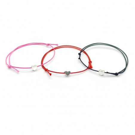 Bracciale in cordoncino sottile con cuore in argento