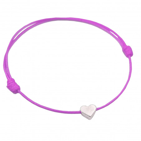 Bracciale cuore rosa con filo su cartoncino personalizzato