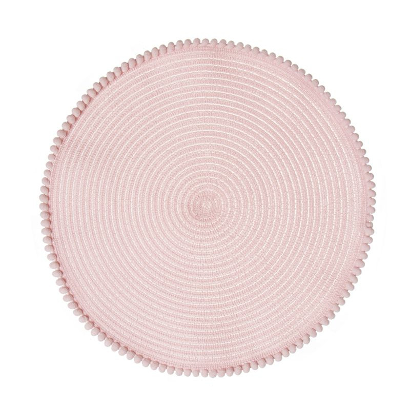 Sottopentola individuale rotondo rosa con nappe