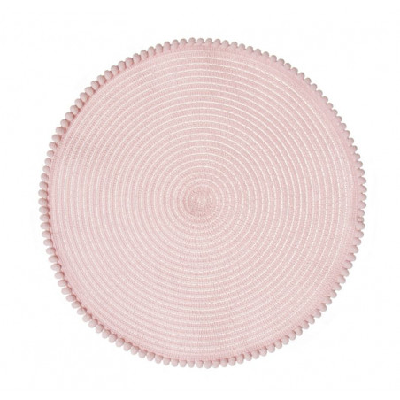 Sottopentola individuale rotondo rosa con nappe