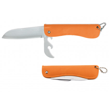 Coltello multiuso con lama in metallo e manico in plastica arancione per appendere - Coltello tascabile Zermatt