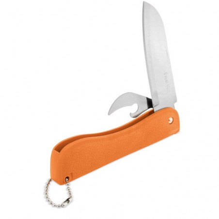 Coltello multiuso con lama in metallo e manico in plastica arancione per appendere - Coltello tascabile Zermatt