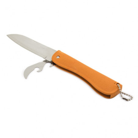 Coltello multiuso con lama in metallo e manico in plastica arancione per appendere - Coltello tascabile Zermatt