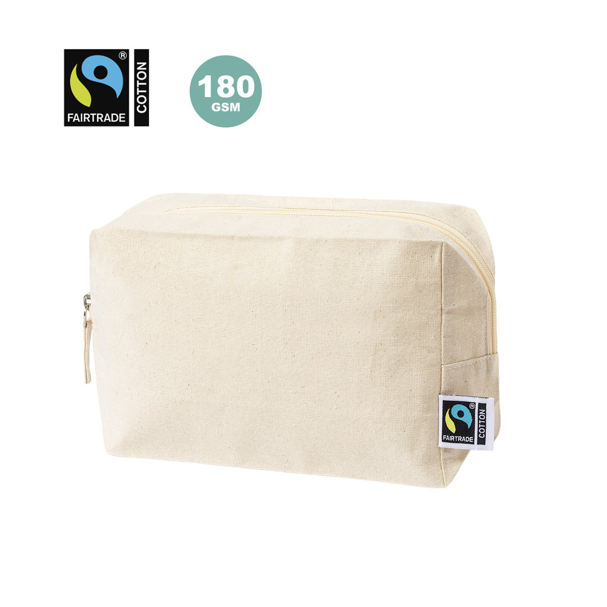 Borsa da toilette in cotone 100% con cerniera dotata di certificazione Fairtrade - Borsa da toilette Grafox Fairtrade