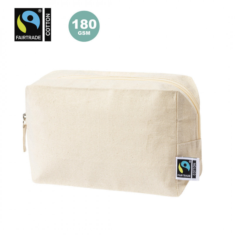 Borsa da toilette in cotone 100% con cerniera dotata di certificazione Fairtrade