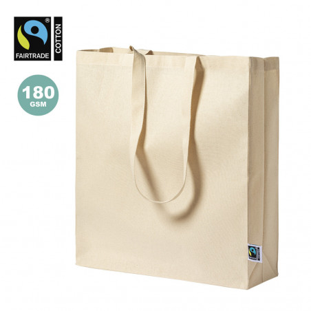 Borsa 100% cotone con manici lunghi con certificazione Fairtrade - Borsa Elatek del commercio equo e solidale