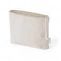 Beauty case in cotone colore naturale con cerniera e coulisse abbinata - Borsa da toilette Theris