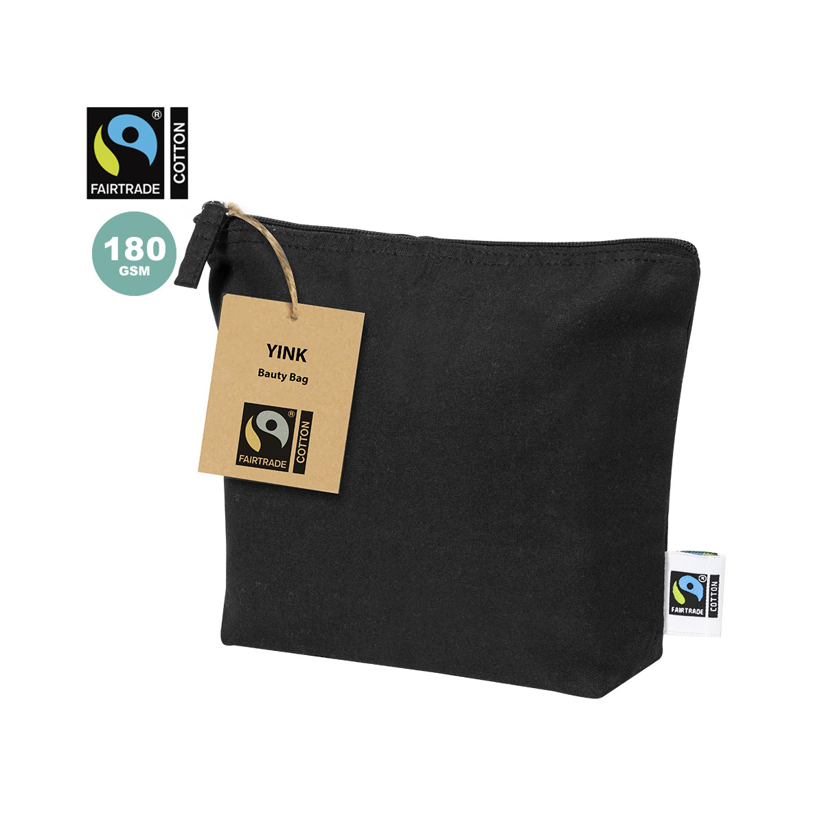 Beauty case nero in cotone equo e solidale da regalare - Borsa da toilette Yink Fairtrade