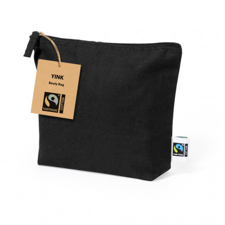 Beauty case nero in cotone equo e solidale da regalare - Borsa da toilette Yink Fairtrade