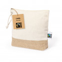 Borsa da toilette realizzata al 100% in cotone e base in iuta del commercio equo e solidale con coulisse per il trasporto - Borsa da toilette Chiril Fairtrade