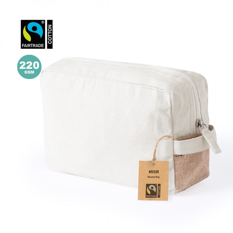 Beauty case in cotone 100% Fairtrade con dettagli in iuta