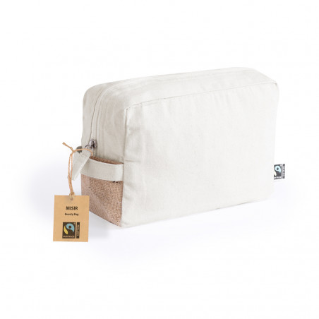 Beauty case in cotone 100% Fairtrade con dettagli in iuta - Borsa da toilette Misir Fairtrade