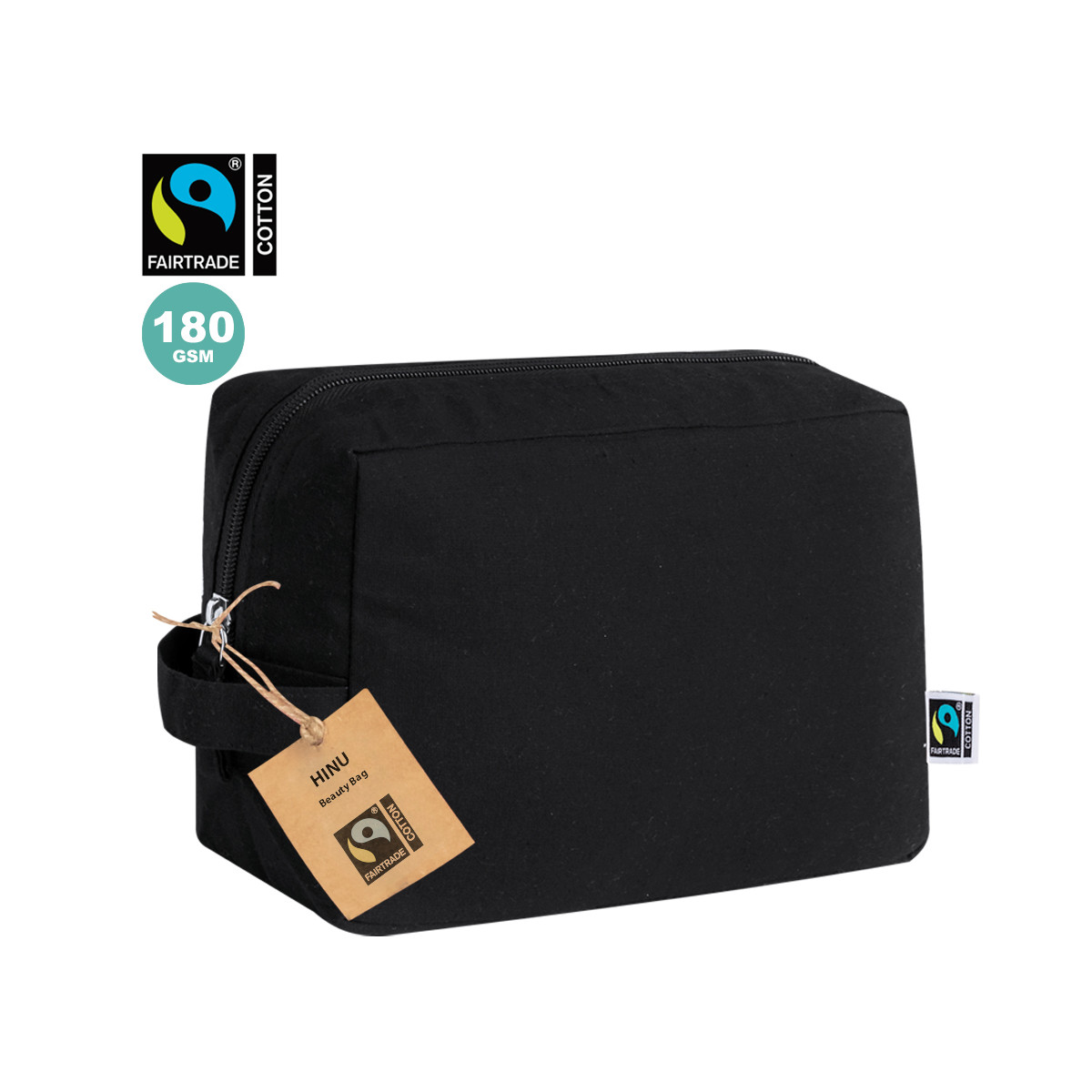 Beauty case nero con manico da regalare - Borsa da toilette Hinu Fairtrade