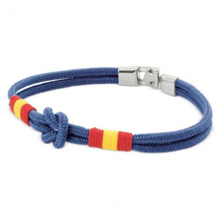 Bracciale da uomo in corda con nodo marinaio - Bracciale con bandiera della Spagna sopravvento