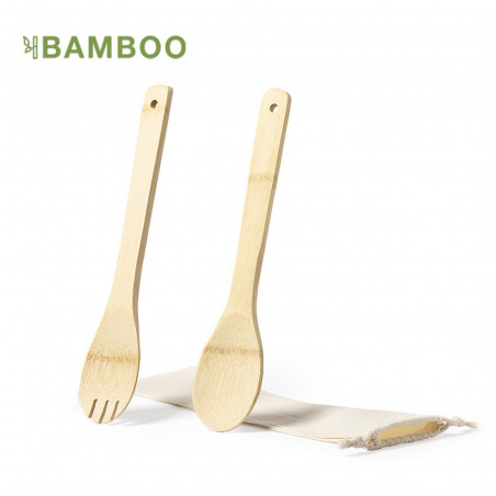 Utensili da insalata in legno di bambù da asporto