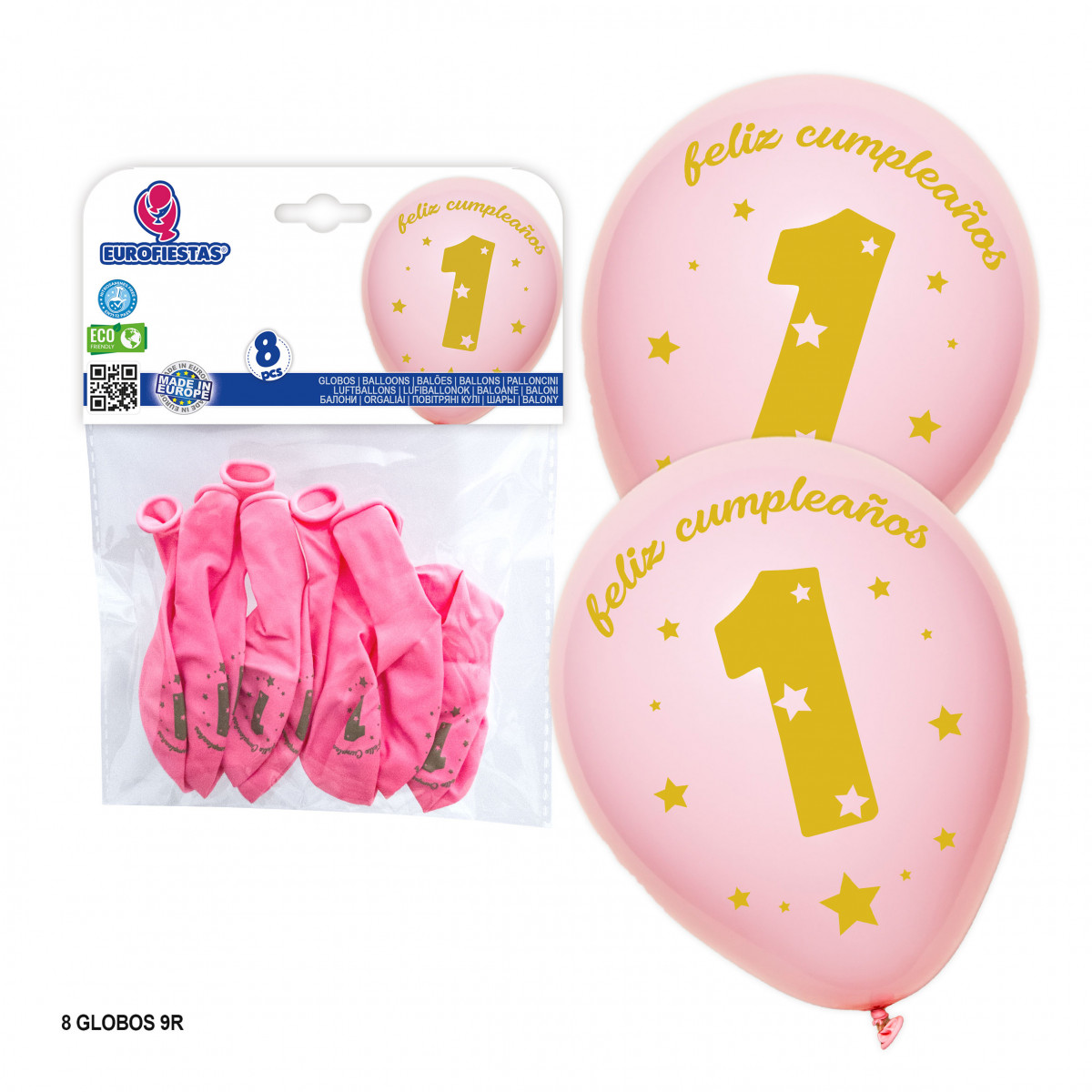 Palloncini rosa stampati con il numero 1