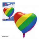 Palloncino foil a forma di cuore bandiera orgoglio arcobaleno 60 cm