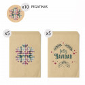 Buste regalo vintage kraft per Natale 10 unità 13x16 e adesivi