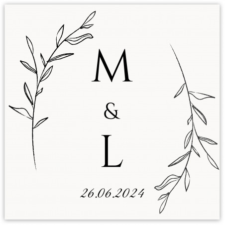 Adesivo personalizzato 5 x 5 cm con iniziali per i dettagli del matrimonio