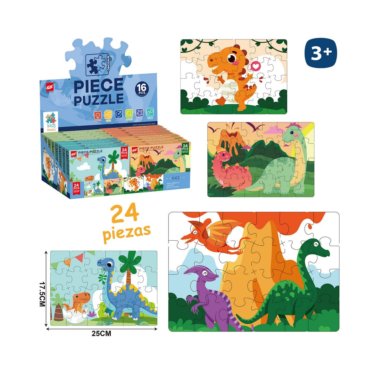 Puzzle per bambini con dinosauri da 24 pezzi