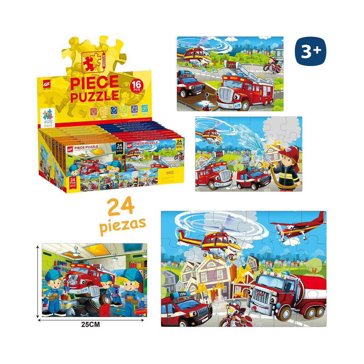 Puzzle per bambini da 24 pezzi del pompiere da regalare