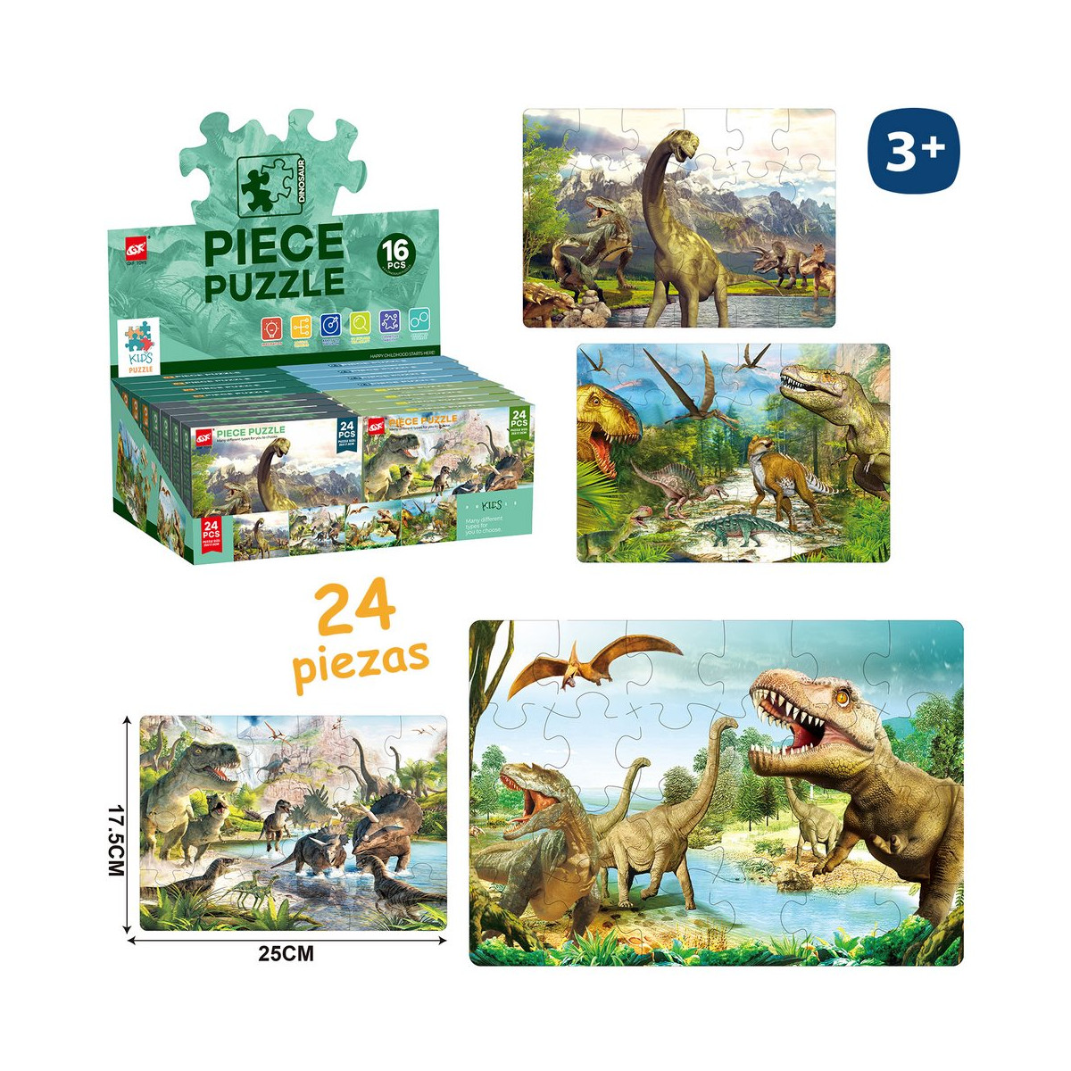 Puzzle da 24 pezzi con dinosauri realistici da regalare ai bambini