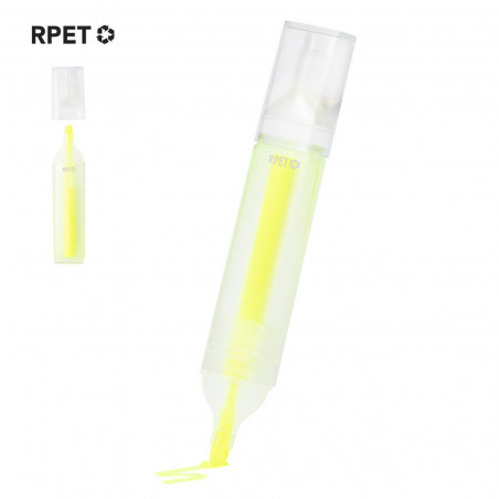 Pennarello fluorescente giallo realizzato con materiale scolastico o per ufficio in plastica riciclata