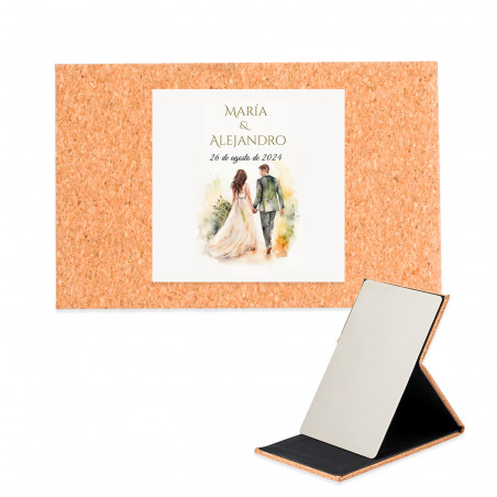 Specchio portatile con adesivo personalizzato 5 x 5 cm per dettagli matrimonio