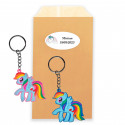 Portachiavi pony colorato in busta kraft personalizzata per i dettagli