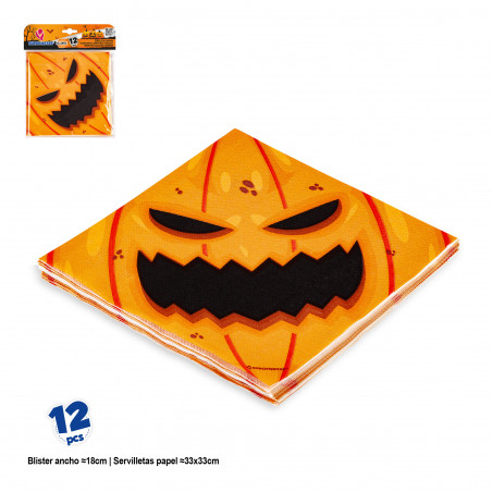 Tovaglioli di zucca di Halloween in una confezione da 12 unità 33x33