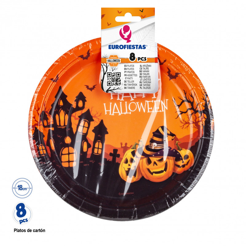 Piatto usa e getta per Halloween in confezione da 8 unità e 18 cm