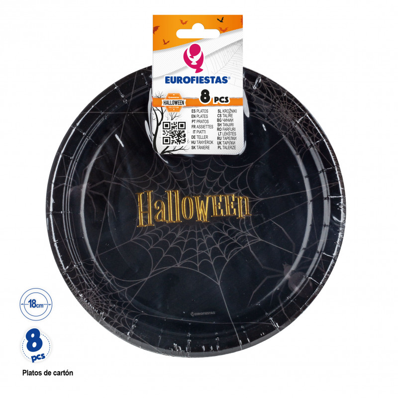 Piatto Halloween in cartone in confezione da 8 unità e 18 cm