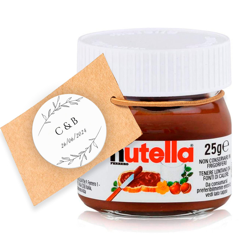 Nutella 25 grammi con etichetta personalizzata per dettagli