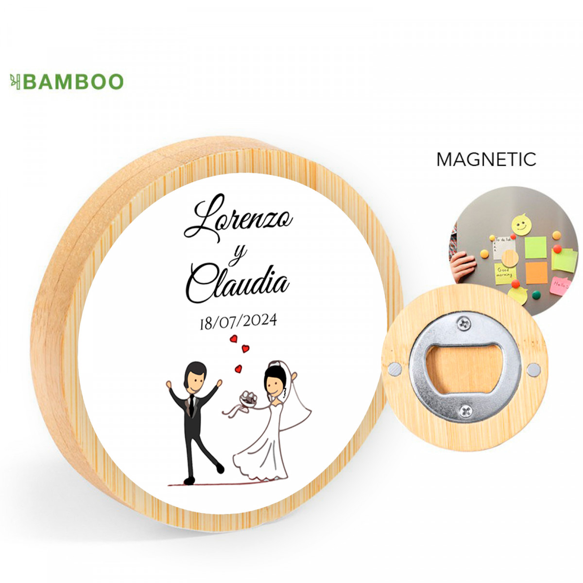 Apriporta magnetico in legno personalizzato per matrimoni