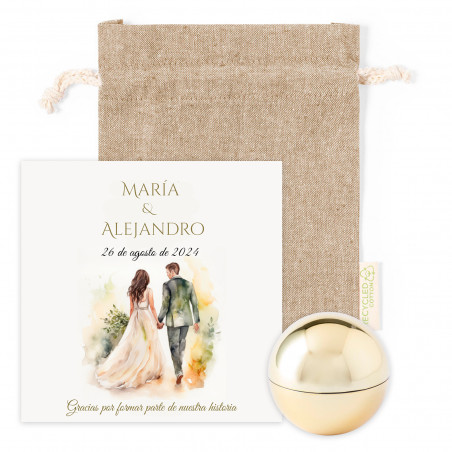 balsamo per labbra personalizzato biglietto ringraziamento personalizzato sacchetto stoffa per dettagli