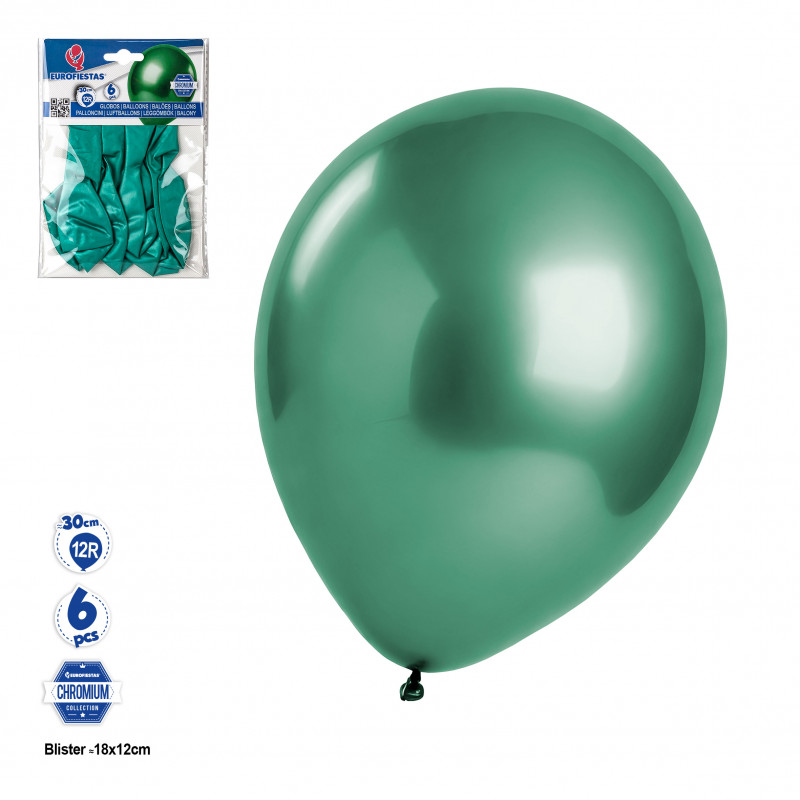 Palloncino cromato verde in confezione da 6 unità