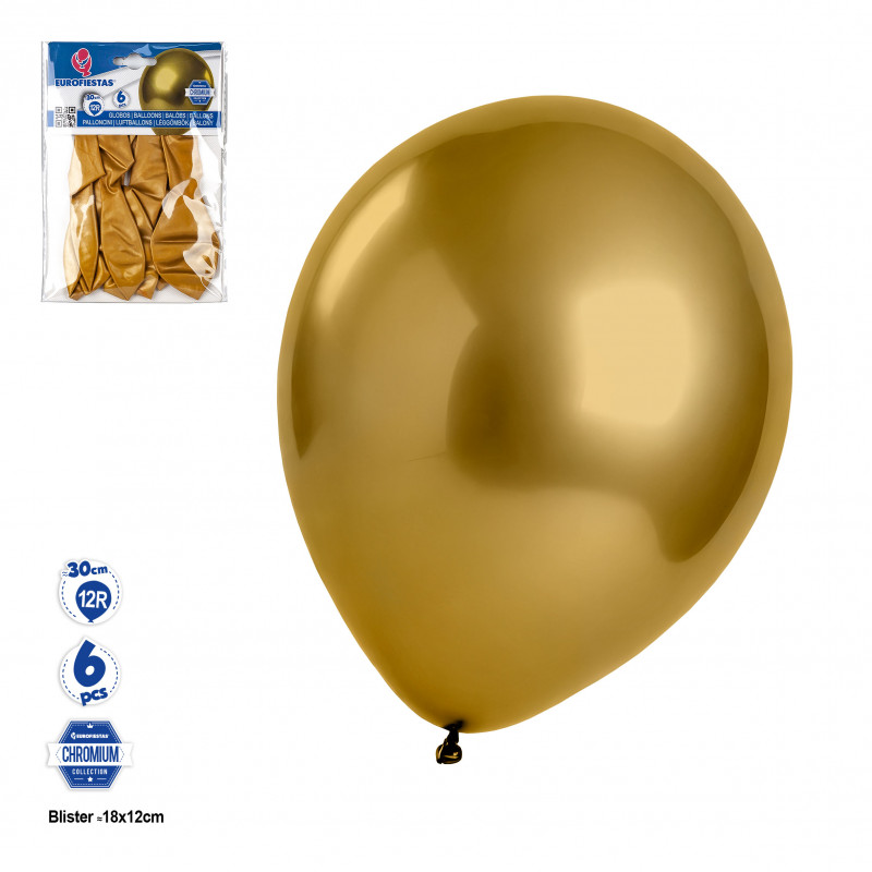 Palloncino cromato oro in confezione da 6 unità