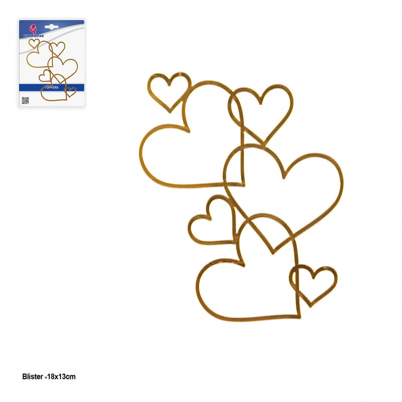 Cake topper con cuori intrecciati in colore oro