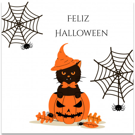 Adesivo quadrato happy halloween per dettagli 5x5 cm