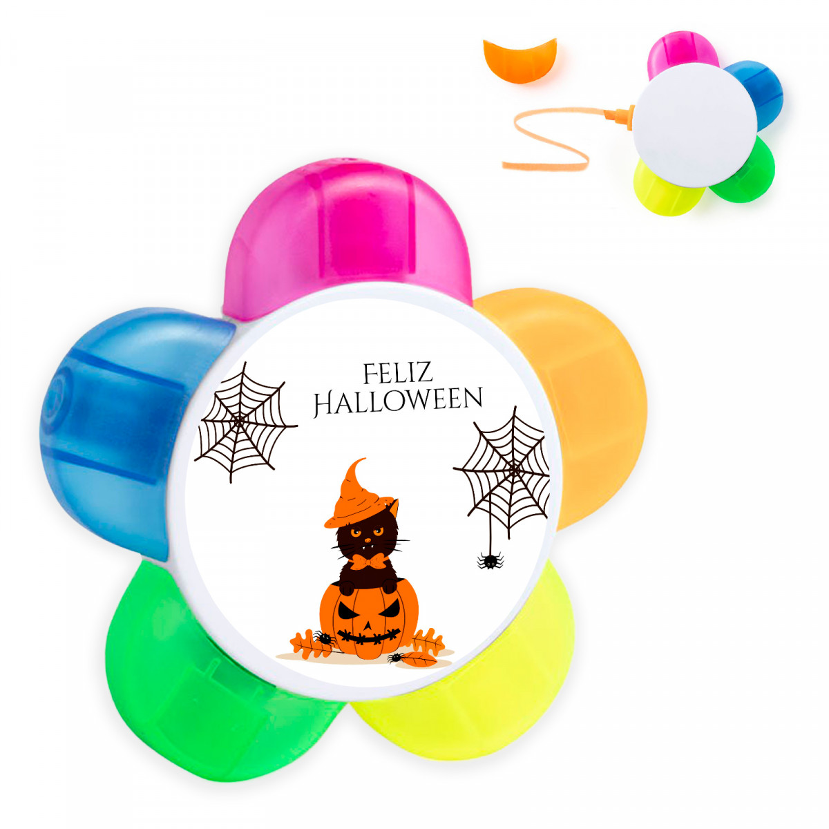 Pennarello colorato con adesivo personalizzato per i dettagli di Halloween